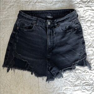 American Eagle Outfitters Black Distressed Denim Jean Shorts